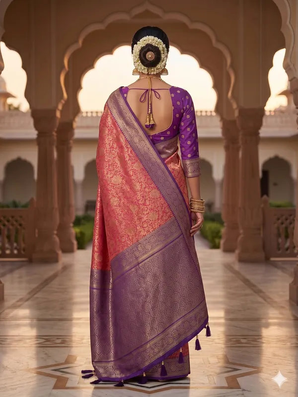 Purple_And_Pink_Banarasi_Silk_Saree_With_Gold_Zari_Work_For_Women