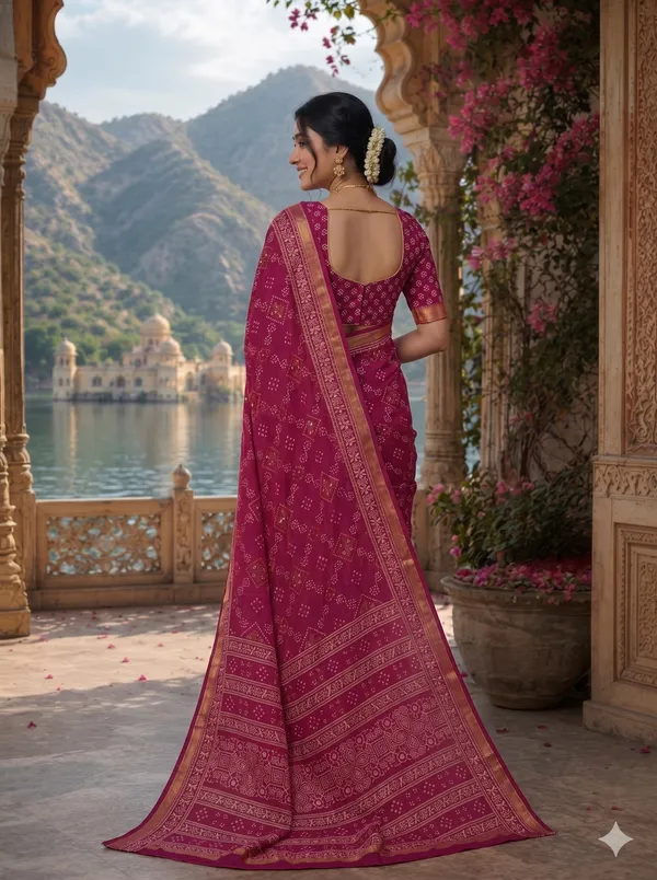 Magenta_Cotton_Bandhani_Printed_Saree_For_Women