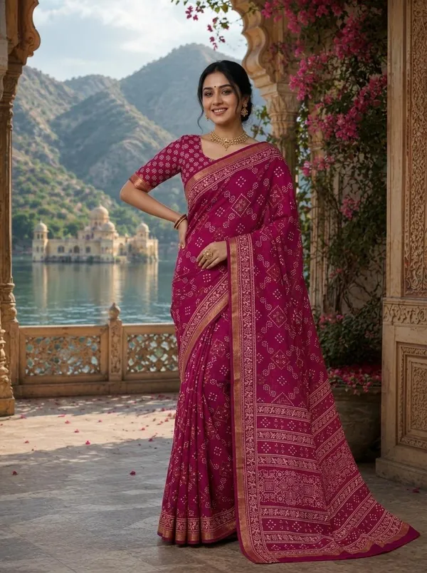 Magenta_Cotton_Bandhani_Printed_Saree_For_Women