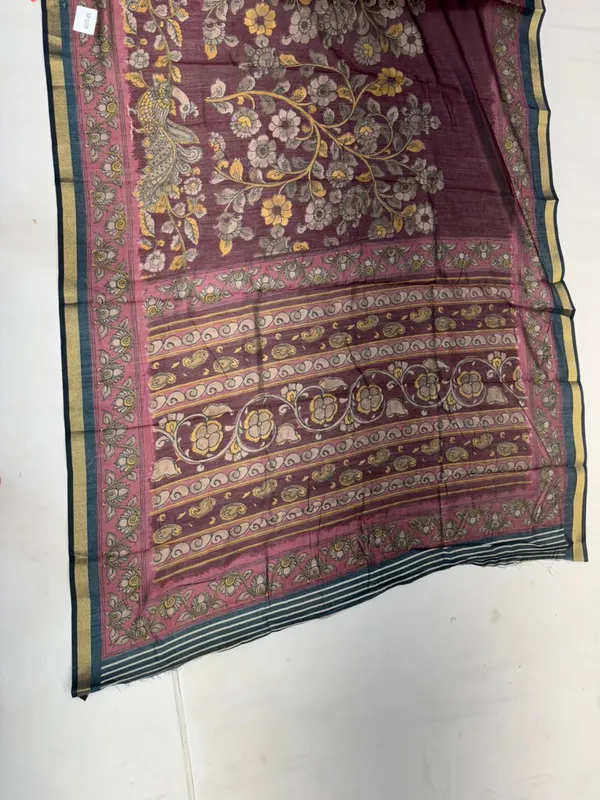 Maroon_Cotton_Kalamkari_Print_Chanderi_Saree_For_Women