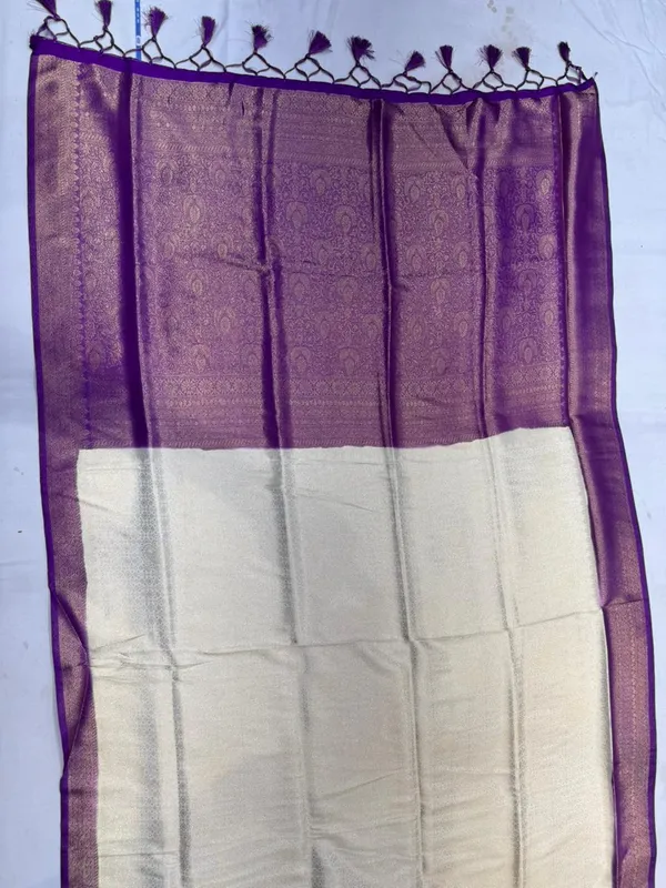 Off_White_Kanjivaram_Silk_Saree_With_Purple_Zari_Border_For_Women