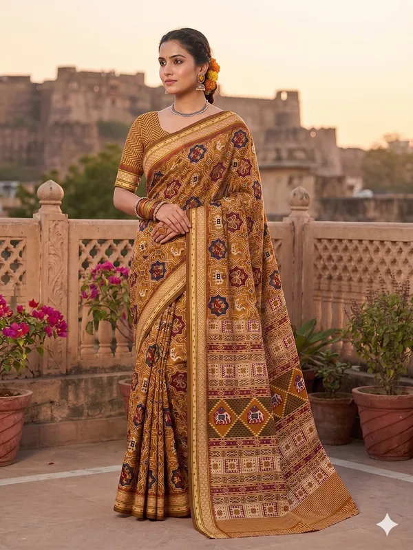 Golden_Brown_Cotton_Zari_Border_Woven_Saree_For_Women