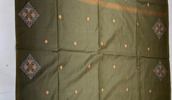 Olive_Green_Cotton_Zari_Embroidered_Saree_For_Women