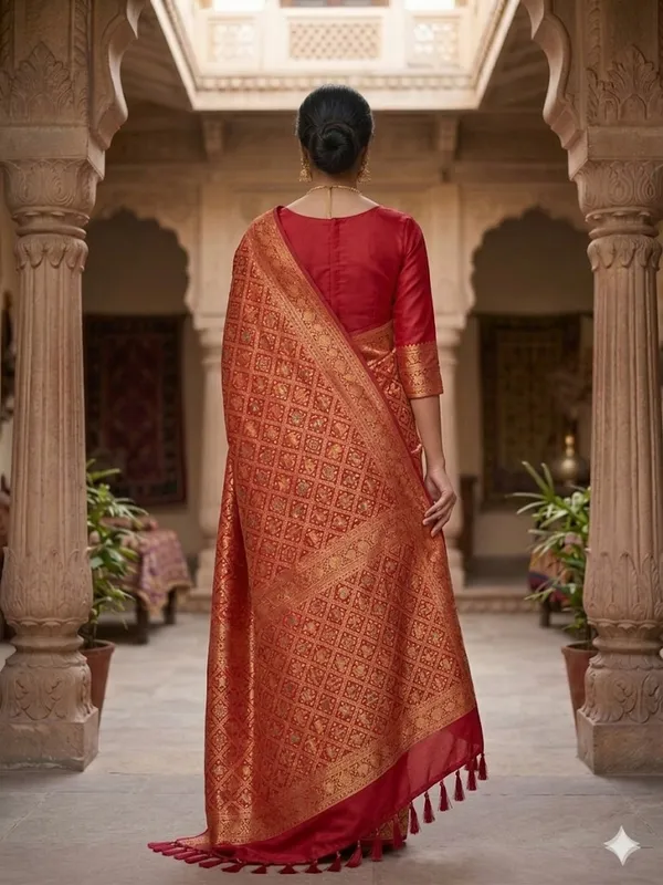 Red_Silk_Banarasi_Golden_Zari_Work_Saree_For_Women