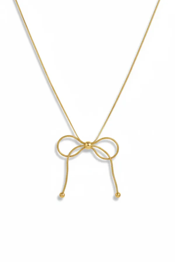 18K_Gold_Plated_Bow_Necklace_For_Women