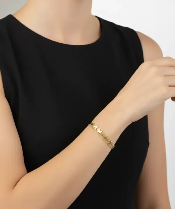 18K_Gold_Plated_Butterfly_Bracelet_Adjustable_Double_Chain