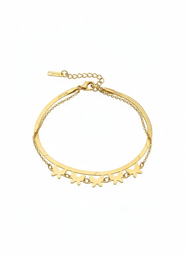 18K_Gold_Plated_Butterfly_Bracelet_Adjustable_Double_Chain