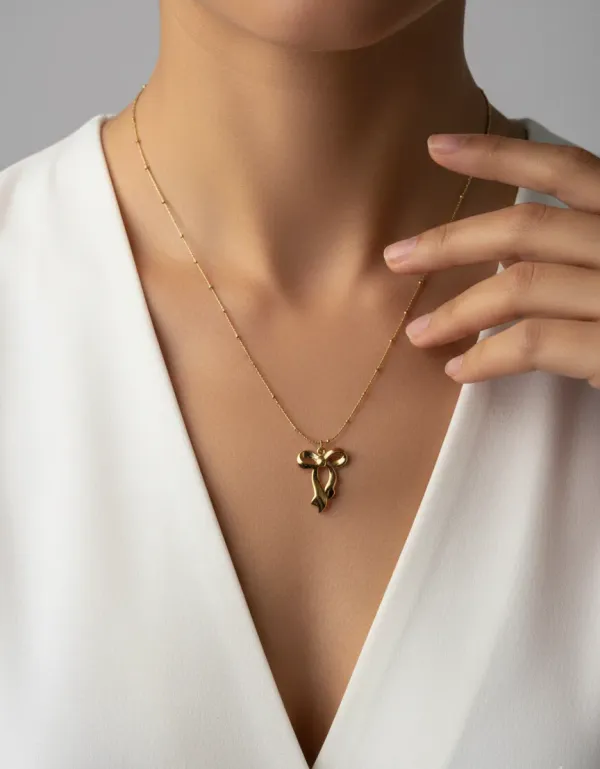 18K_Gold_Plated_Bow_Pendant_Necklace