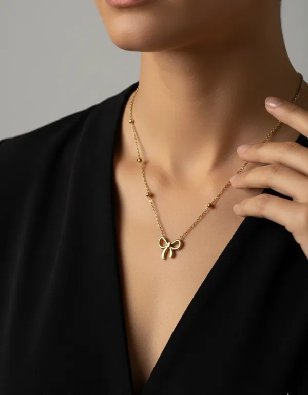 18K_Gold_Plated_Bow_Pendant_Necklace