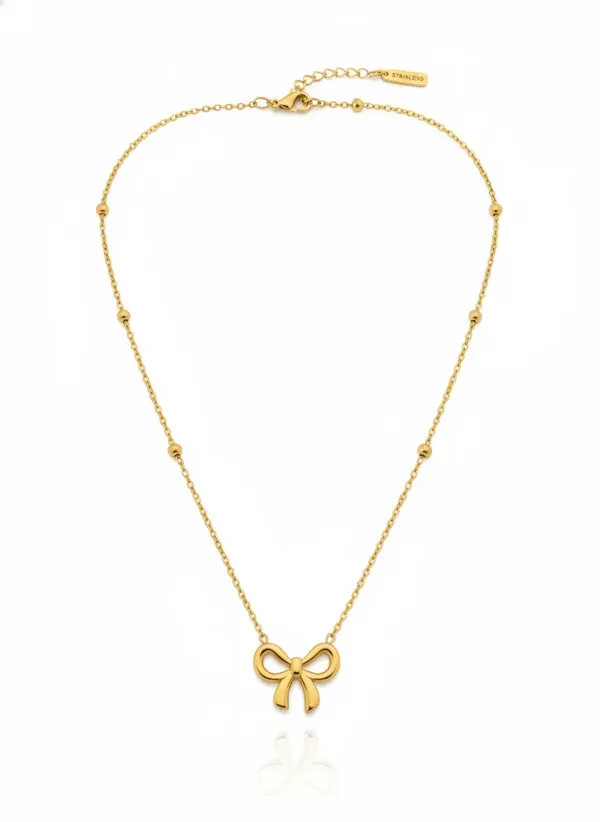 18K_Gold_Plated_Bow_Pendant_Necklace