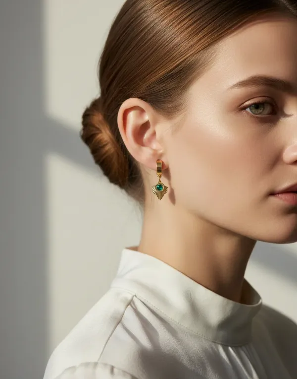 3_In_1_Gold_Plated_Earring_Set_Studs_Hearts_Green_Charm_Hoops