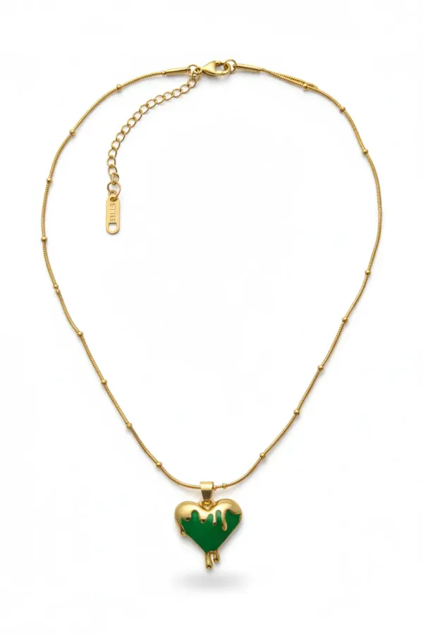Green_Drip_Heart_Pendant_Necklace_18K_Gold_Plated_Anti_Tarnish