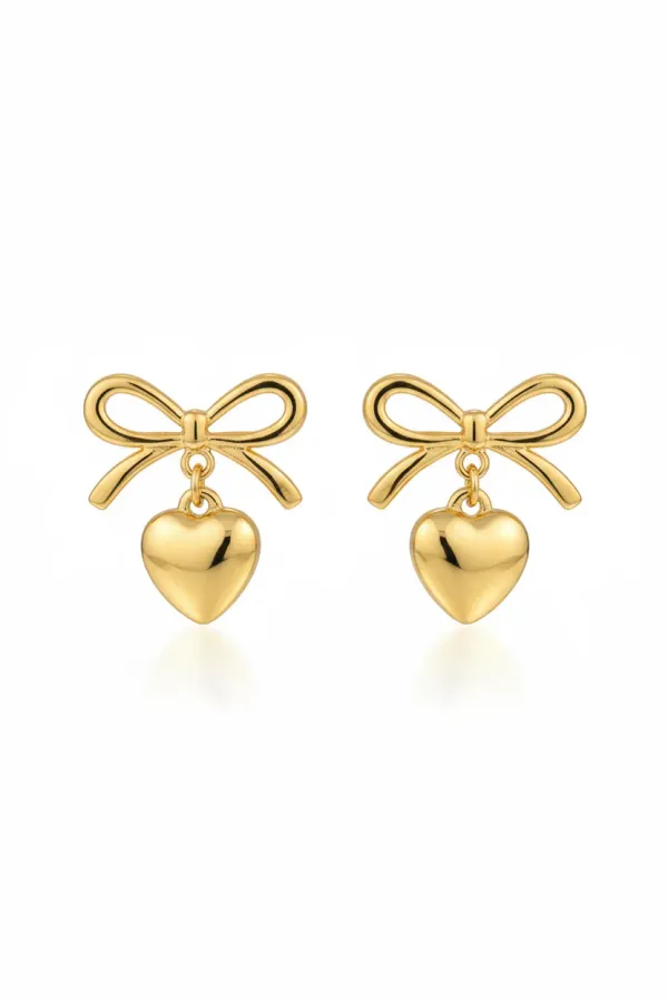 Gold_Bow_Heart_Drop_Earrings_For_Women