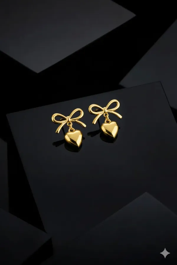 Gold_Bow_Heart_Drop_Earrings_For_Women