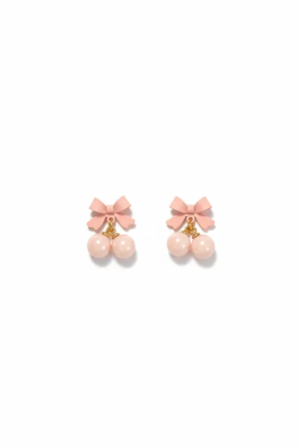 Pink_Bow_Pearl_Drop_Earrings_For_Women