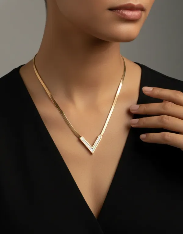 18K_Gold_Plated_V_Shape_Pendant_Necklace