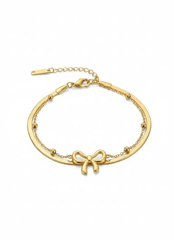 18K_Gold_Plated_Stylish_Bracelet_With_A_Cute_Bow_Charm