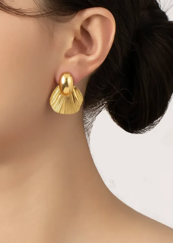 Gold_Textured_Statement_Stud_Earrings_For_Women