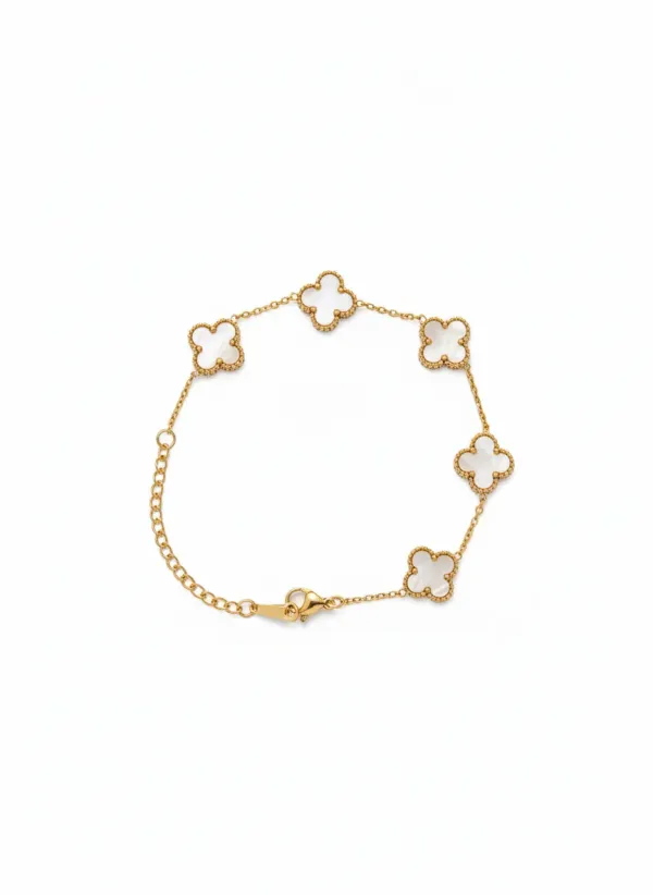Dual_Clover_Charm_Bracelet_18K_Gold_Plated_Anti_Tarnish
