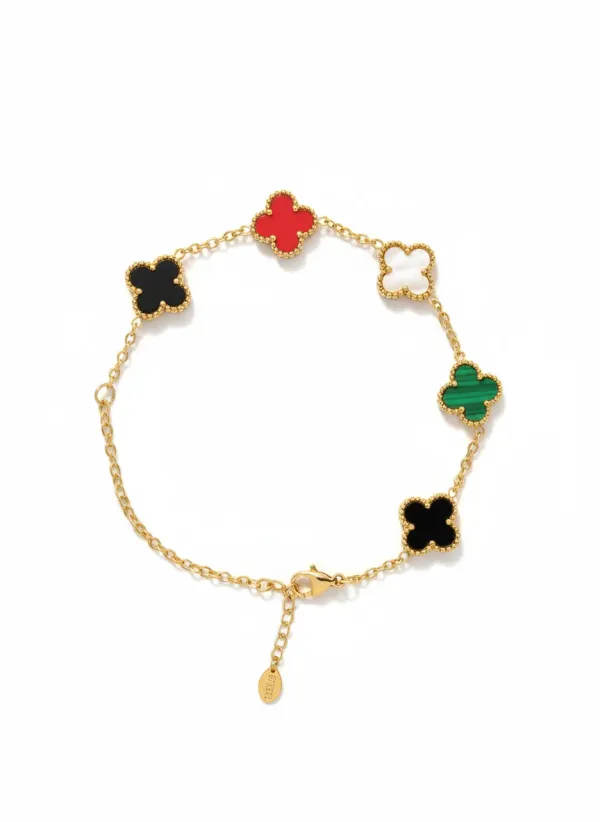 Dual_Clover_Charm_Bracelet_18K_Gold_Plated_Anti_Tarnish