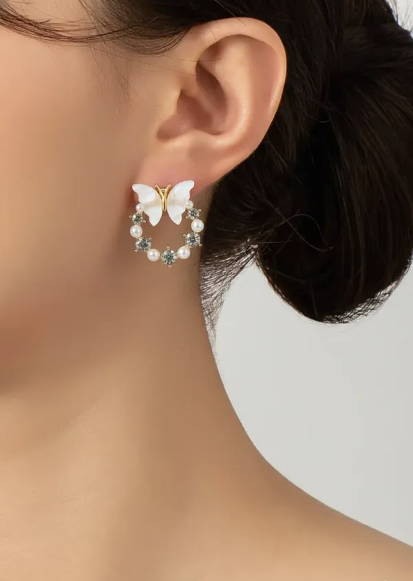 Butterfly_Pearl_And_Crystal_Hoop_Stud_Earrings
