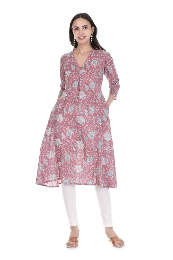 Pink_Cotton_Floral_Print_A-Line_Kurta_for_Women_(With_Pockets)