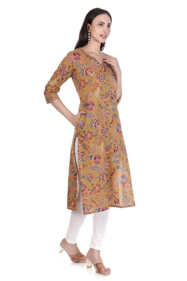 Mustard_Cotton_Sequence_Neck_Work_Straight_Kurta_for_Women