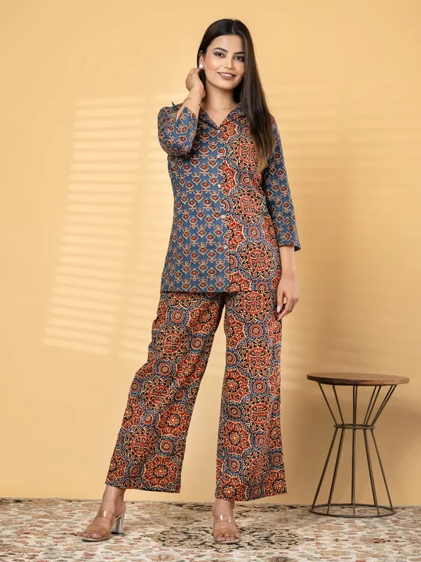 Ajrakh_Mix_Match_Print_Cotton_Co_Ord_Set_For_Women_-_Shirt_And_Pants_Set