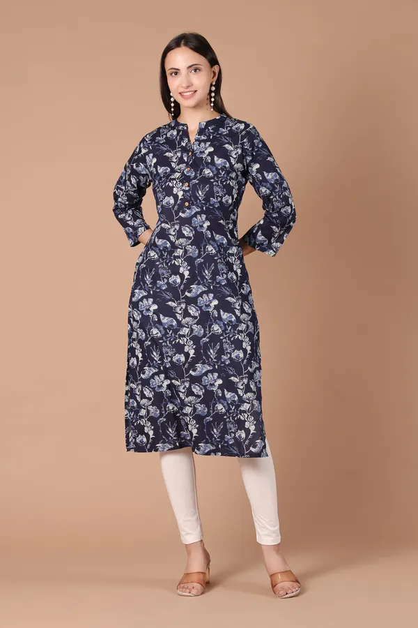 Navy_Blue_Cotton_Floral_Print_Straight_Kurta_for_Women