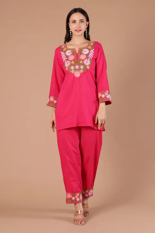 Pink_Cotton_Floral_Embroidered_Kurta__Pant_Set_for_Women