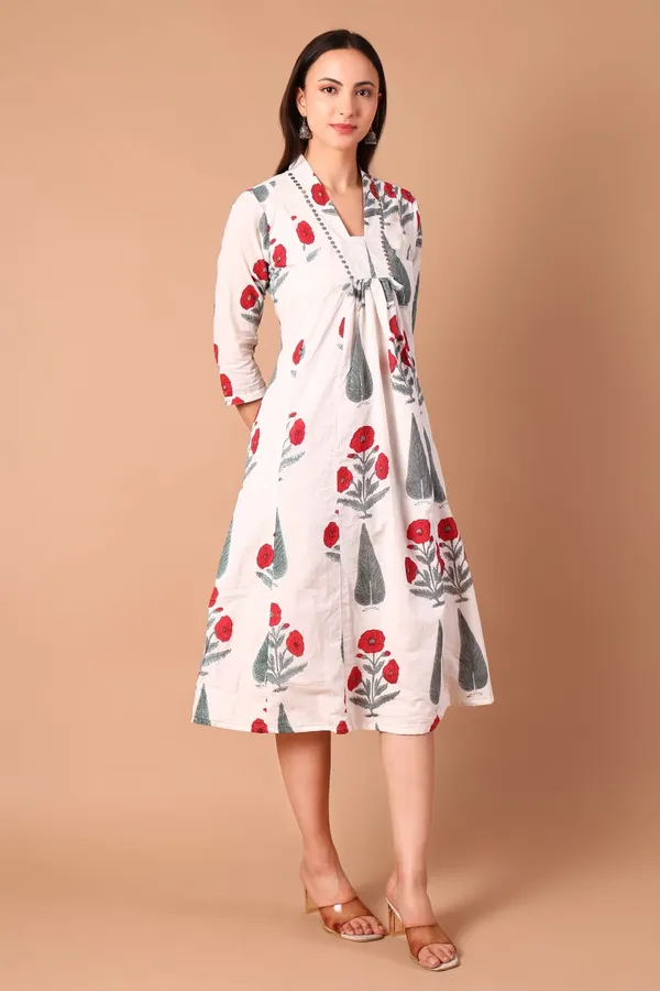Cotton_Hand_Block_Printed_Dress_With_Sequence_Hand_Work_On_Neck_And_Pockets