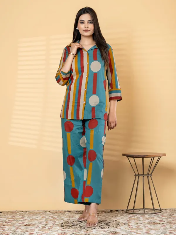 Women_Geometric_Mix_Match_Print_Cotton_Co-Ord_Set_-_Shirt_&_Palazzo_Pants_Set