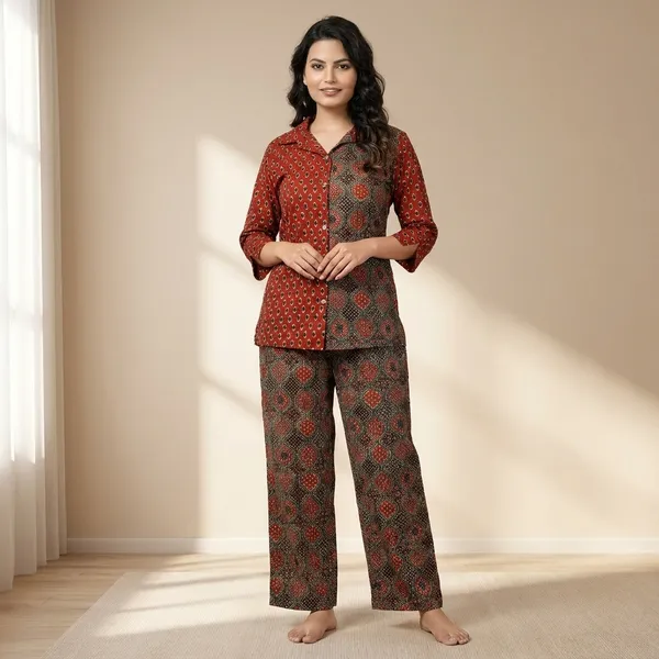 Ajrakh_Mix_Match_Print_Cotton_Co_Ord_Set_For_Women_-_Shirt_And_Pants_Set