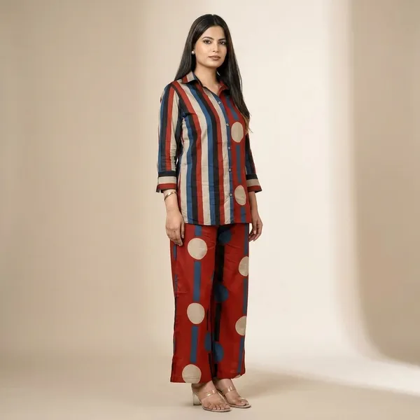 Women_Geometric_Mix_Match_Print_Cotton_Co-Ord_Set_-_Shirt_&_Palazzo_Pants_Set