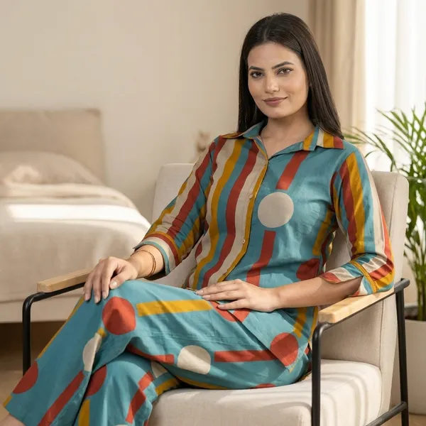 Women_Geometric_Mix_Match_Print_Cotton_Co-Ord_Set_-_Shirt_&_Palazzo_Pants_Set