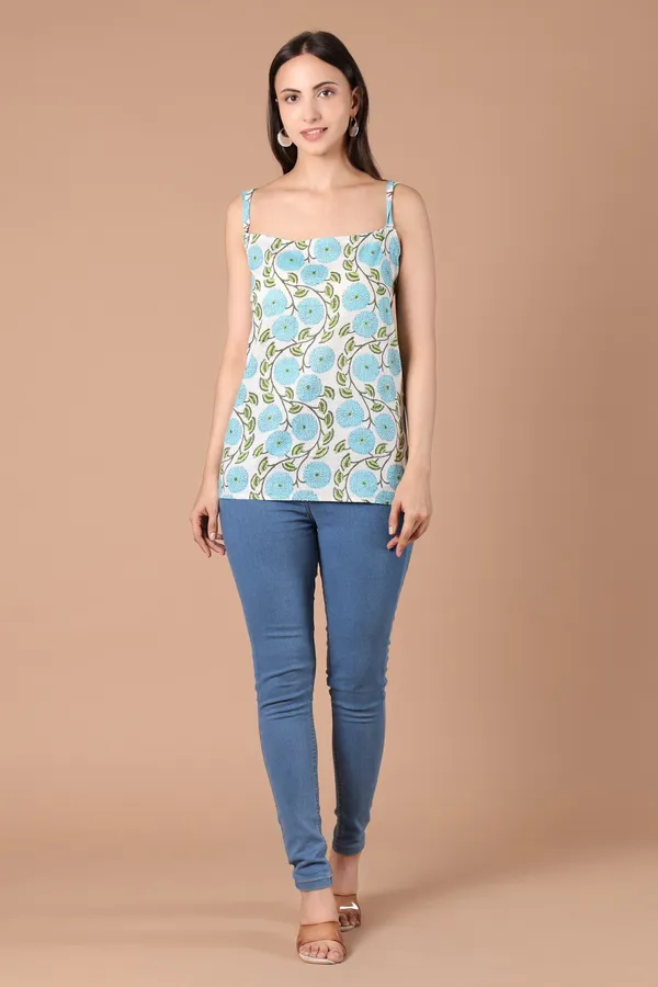White_Cotton_Floral_Print_Tie-Back_Cami_Top_for_Women
