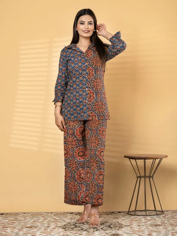 Ajrakh_Mix_Match_Print_Cotton_Co_Ord_Set_For_Women_-_Shirt_And_Pants_Set
