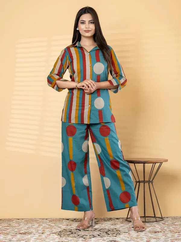 Women_Geometric_Mix_Match_Print_Cotton_Co-Ord_Set_-_Shirt_&_Palazzo_Pants_Set