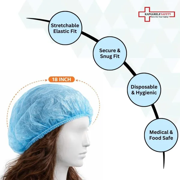 Kausta_Disposable_Bouffant_Caps_Surgical_Caps_Cooking_Caps_Surgical_Head_Caps_Non_Woven_Head_Caps_Pack_Of_100Pcs_18_Inch_Medical_Use_Disposable_Bouffant_Caps_Stretchable_Hair_Cover_Pack_Of_2