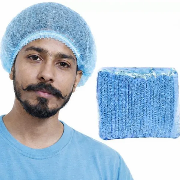 Kausta_Disposable_Bouffant_Caps_Surgical_Caps_Cooking_Caps_Surgical_Head_Caps_Non_Woven_Head_Caps_Pack_Of_100Pcs_18_Inch_Medical_Use_Disposable_Bouffant_Caps_Stretchable_Hair_Cover_Pack_Of_2