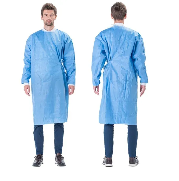 Surgical_Gown_Disposable_And_Reusable_And_Washable_For_Use_Isolation_And_Saloon_And_Surgeon_And_Patient_And_Doctor_Gown_For_Personal_Safety_Gown_Size_Standard_Blue_Pack_Of_4_With_50Pcs_Head_Cap