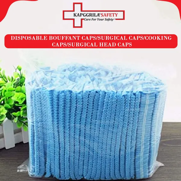 Kausta_100_Pcs_Disposable_Bouffant_Caps_Non_Woven_Hair_Nets_For_Food_Service_Labs_Hospitals_Salons_Blue_Disposable_Hair_Covers_For_Food_Service_Laboratories_Hospitals_Clinics_Salons_Clean_Rooms_Pack_Of_2