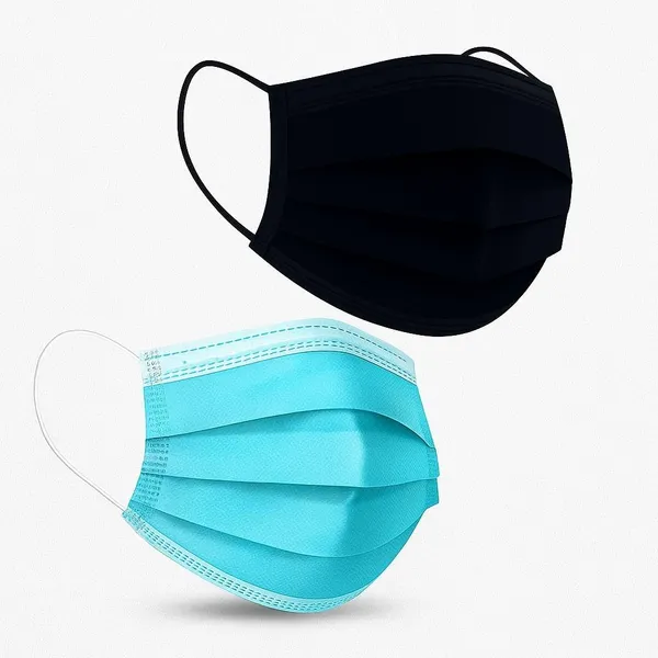 3_Ply_Disposable_Face_Masks_Black_Blue_Surgical_Masks_With_Elastic_Ear_Loops_Breathable_Skin_Friendly_Daily_Use_For_Men_Women_Kids_Black_Blue_Pack_Of_2_X_50