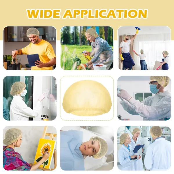 100Pcs_Yellow_Disposable_Bouffant_Cap_Non_Woven_Head_Cover_Elastic_Hair_Net_For_Kitchen_Cooking_Hotel_Food_Service_Medical_Salon_Spa_Cleaning_Laboratory_Hygienic_Safety_Protection_Pack_Pack_Of_2