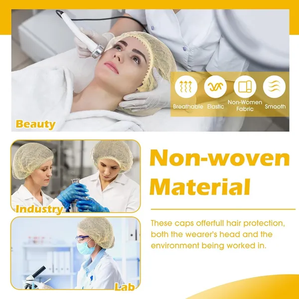 100Pcs_Yellow_Disposable_Bouffant_Cap_Non_Woven_Head_Cover_Elastic_Hair_Net_For_Kitchen_Cooking_Hotel_Food_Service_Medical_Salon_Spa_Cleaning_Laboratory_Hygienic_Safety_Protection_Pack_Pack_Of_2