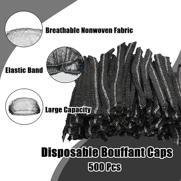 100Pcs_Black_Disposable_Bouffant_Cap_Non_Woven_Hair_Net_Head_Cover_Elastic_Protective_Cap_For_Kitchen_Cooking_Food_Industry_Hotel_Medical_Salon_Spa_Cleaning_Laboratory_Hygiene_Safety_Pack_Pack_Of_2