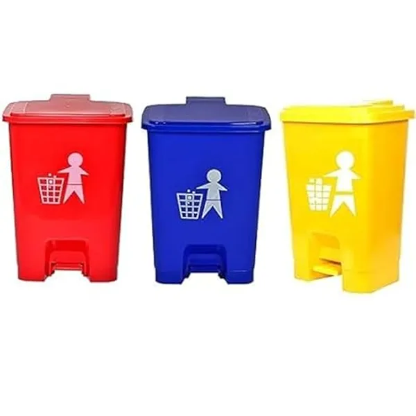 Kausta_Bio-Hazard/Bio-Medical_Waste_Dustbin_16_Litre_with_Foot_Pedal_|_Biomedical_Waste_Segregation_Bins_for_Hospital,_Clinic_&_Laboratory_|_Blue,_Yellow_&_Red_|_Pack_of_3