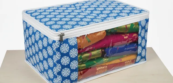 Saree_Covers_Foldable_Storage_Bags_With_Transparent_Window_Zip_Closure_Wardrobe_Organizer_For_Sarees_Lehengas_Dresses_Premium_Dust_Proof_Fabric_Storage_Blue_Pack_Of_10