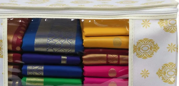Saree_Covers_Foldable_Storage_Bags_With_Transparent_Window_Zip_Closure_Wardrobe_Organizer_For_Sarees_Lehengas_Dresses_Premium_Dust_Proof_Fabric_Storage_White_Pack_Of_12
