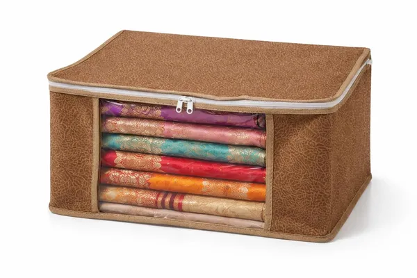 Saree_Covers_Foldable_Storage_Bags_With_Transparent_Window_Zip_Closure_Wardrobe_Organizer_For_Sarees_Lehengas_Dresses_Premium_Dust_Proof_Fabric_Storage_Brown_Pack_Of_12